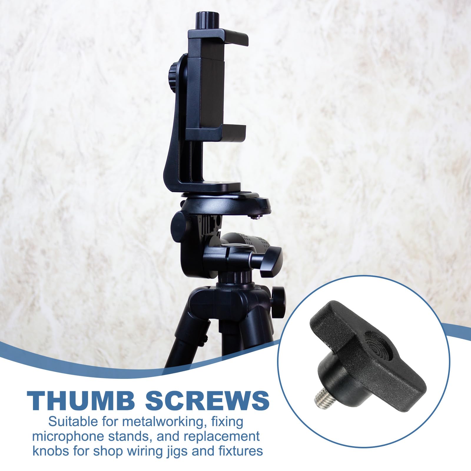 Z-Shaped Thumb Screws – 304 Stainless Steel Tee Wing Knobs, M5 X 8mm Thread, Black, 16-Pack – Tool-Free Hand Tightening