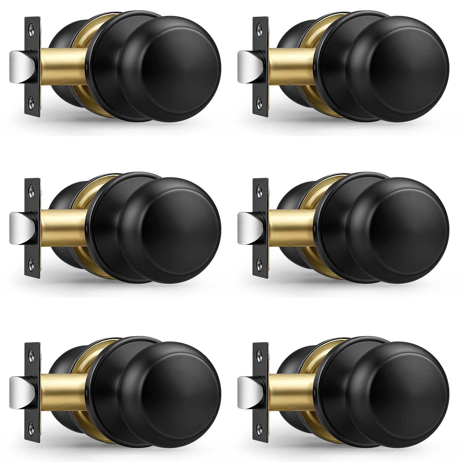 Probrico Black Passage Door Knobs 6 Pack