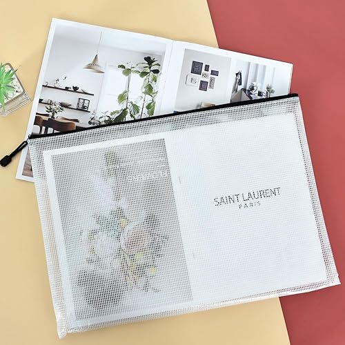 Miniatura 3 de Vuzvuv 26 bolsas de malla con cremallera, tamaño A4, de 13 x 9.3 pulgadas, carpetas de archivos de documentos con etiqueta adhesiva, bolsa de malla