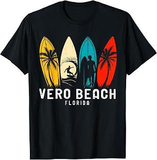 Retro Vero Beach Florida Surfboarder Design Men Women Girls Kids T-Shirt