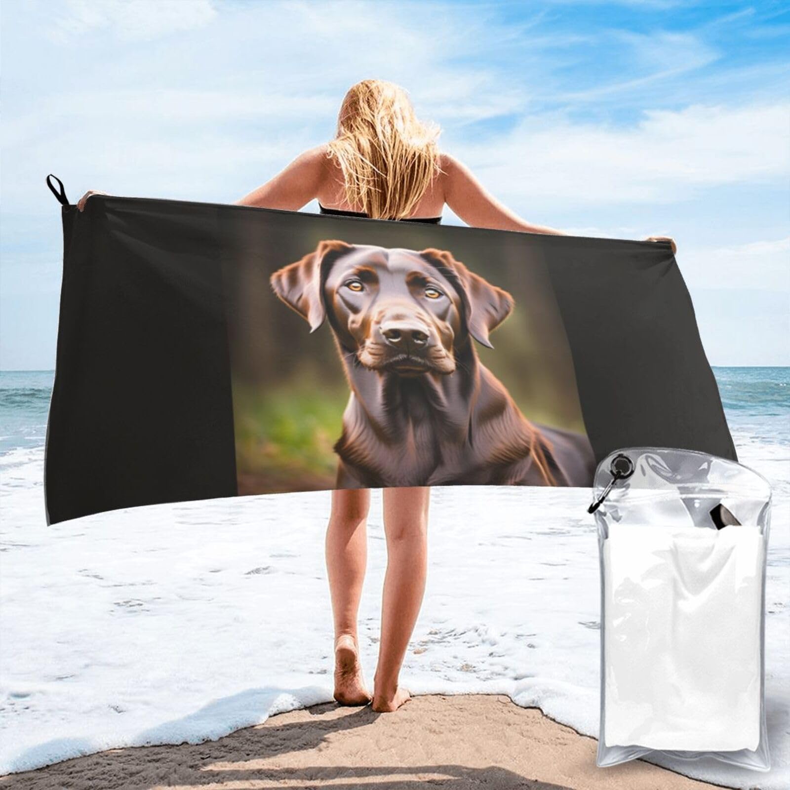 AYYQWE Brown Labrador Retriever Print Lightweight Towel For Men Women Travel Beach Camping Hiking Yoga Swimming Sports