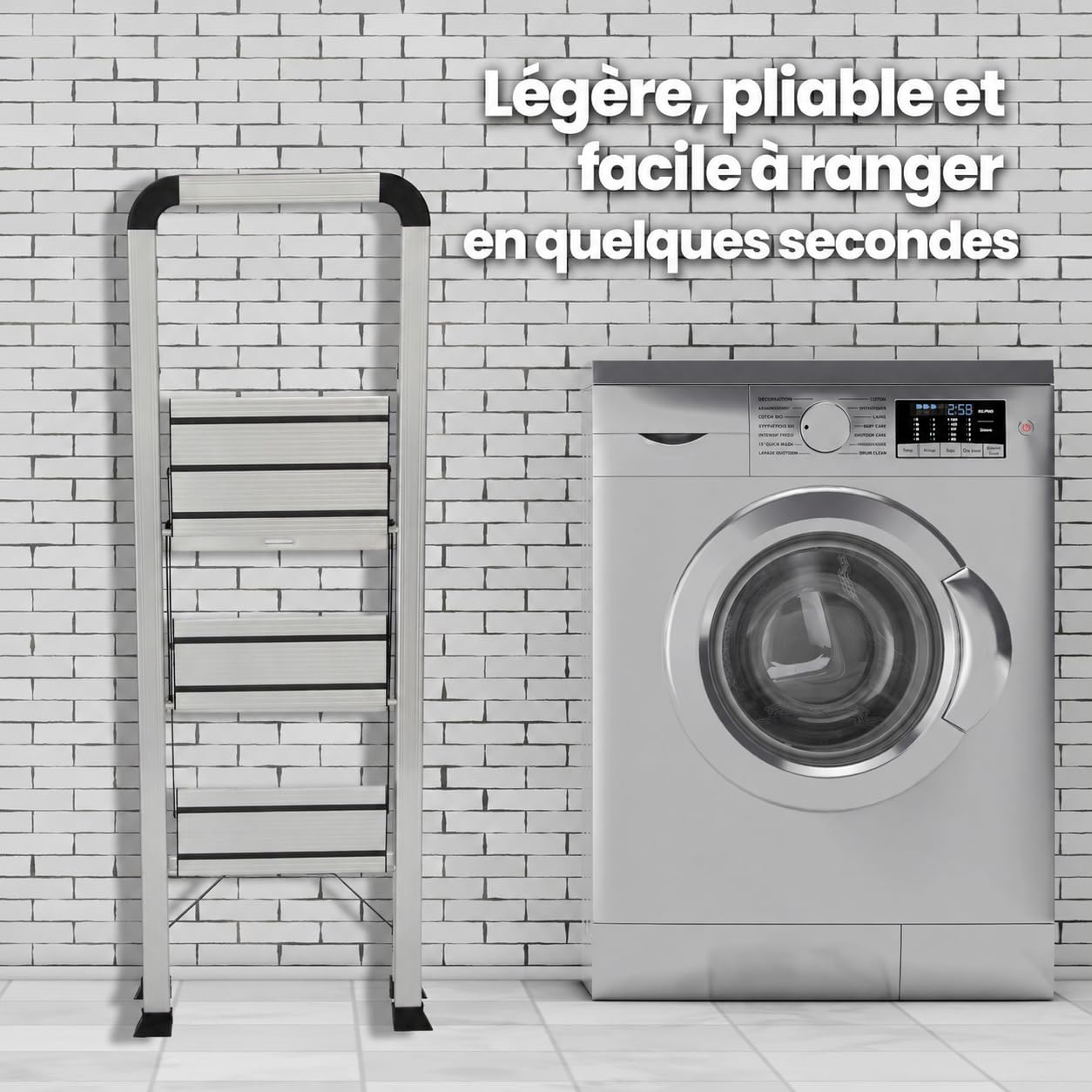 UZIRO Marche Pied Pliable 3 Marches, Aluminium, Charge Maximale 150 kg
