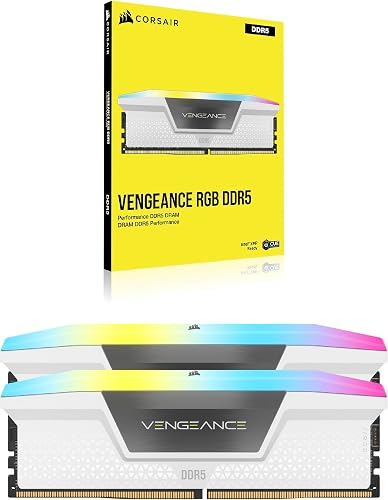 CORSAIR VENGEANCE RGB DDR5 RAM 32GB (2x16GB) 6000MHz CL36 Intel XMP iCUE Compatible Computer Memory - White (CMH32GX5M2E6000C36W) - 6