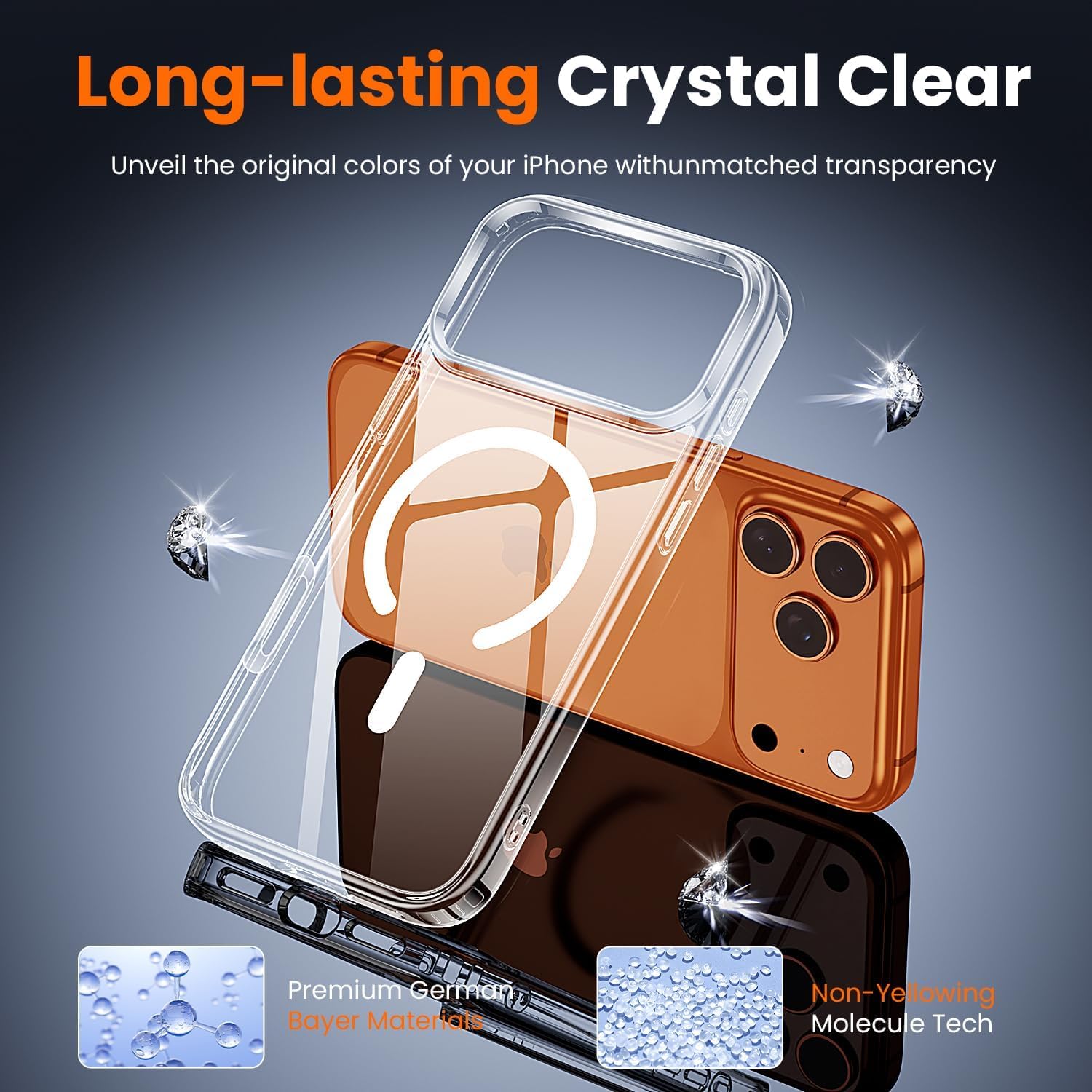 DIZORO Crystal Clear Magnetic Compatible with iPhone 17 Pro Case with Anti-Yellow Anti-Scratch | Shockproof Transparent Cover — Amazon image 8
