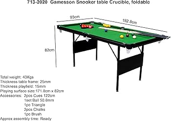 Gamesson Crucible Folding Snooker Table - 6' | Engineered