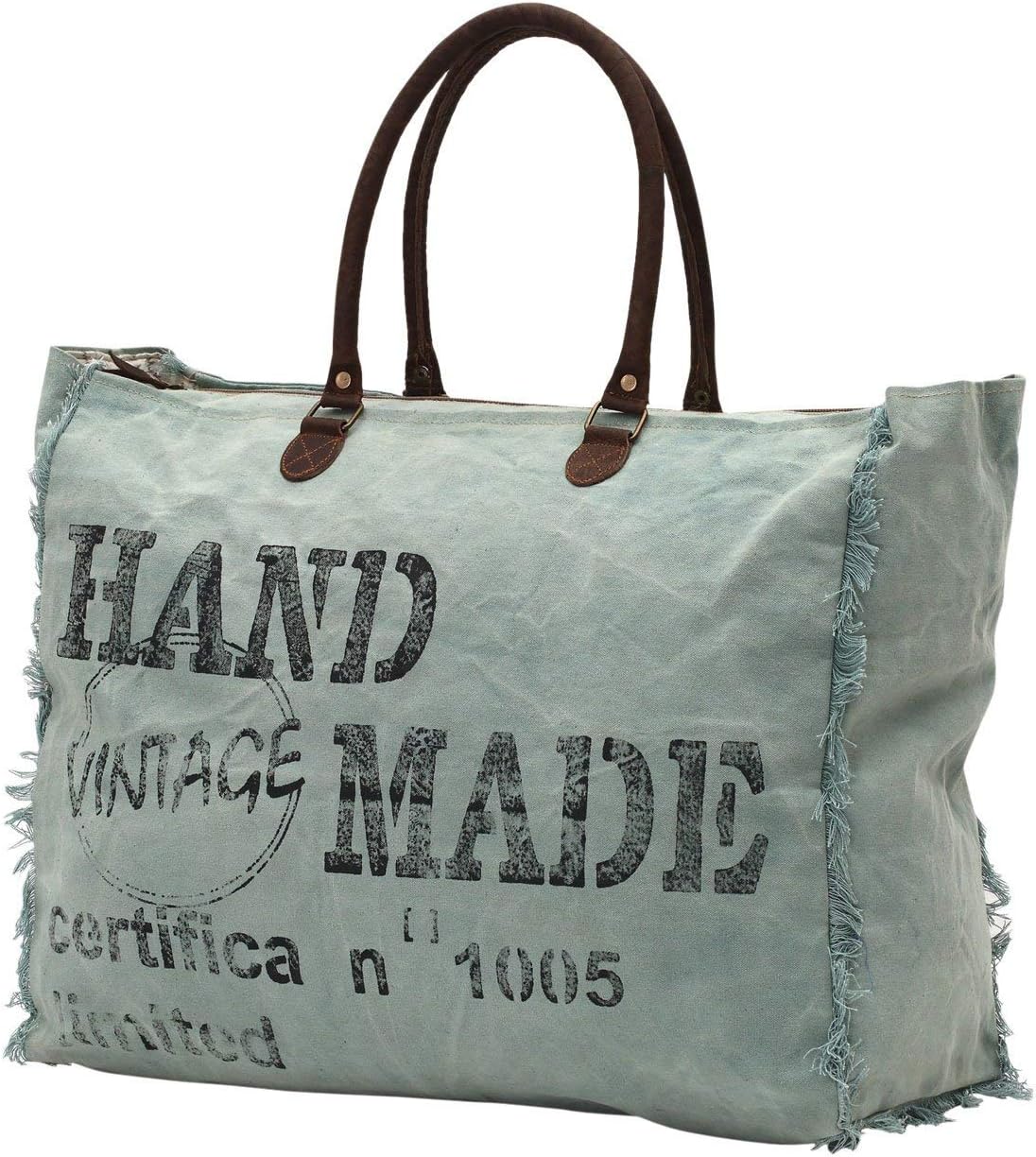 Myra Bags Hand Made Upcycled Canvas Weekender Bag S-0776
