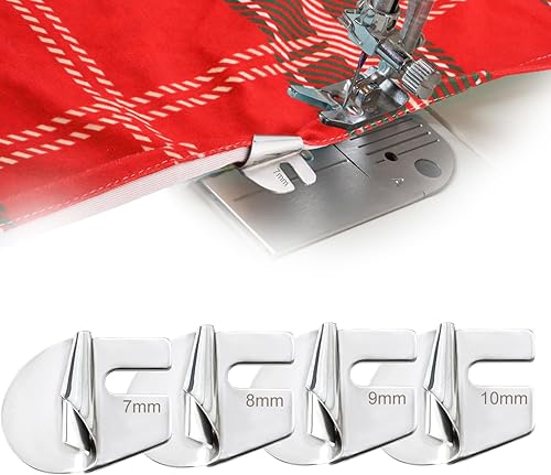 4 piezas de pie de dobladillo enrollado de costura, 0.39-0.394 pulgadas, 4 estilos, kit de prensatelas de dobladillo ciego, accesorios para máquina
