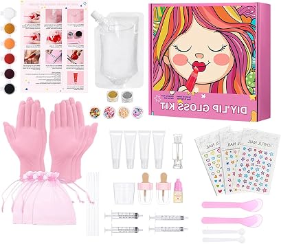 Craft Lip Gloss Kits For Kids And Teens Girl Easy To Use Lipgloss Making Set With Glitters Effects School Craft Supply Safe Lip Gloss Kits