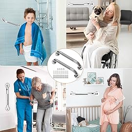 Rackickyer Shower Grab Bar, 2 Pack 24 Inch Bathroom Grab Bar, 1.25 Diameter 304 Stainless Steel Anti-Slip Grab Bars for Bathtubs and Showers, Handicap Shower Grab Bar for Seniors Elderly