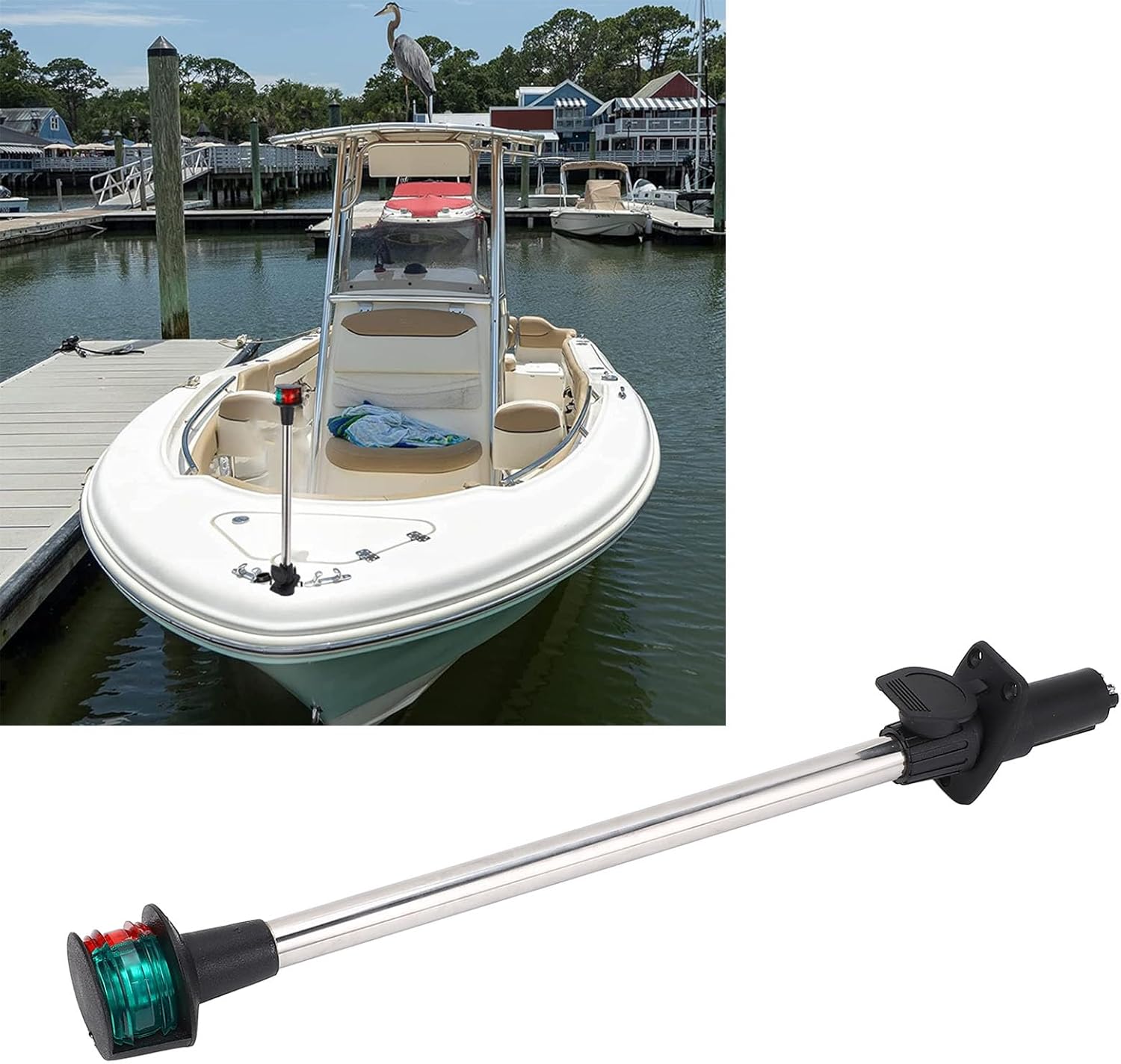 DC12 24V 18in Boat Navigation Light Red and Green Bow Light with Detachable Plug in Base