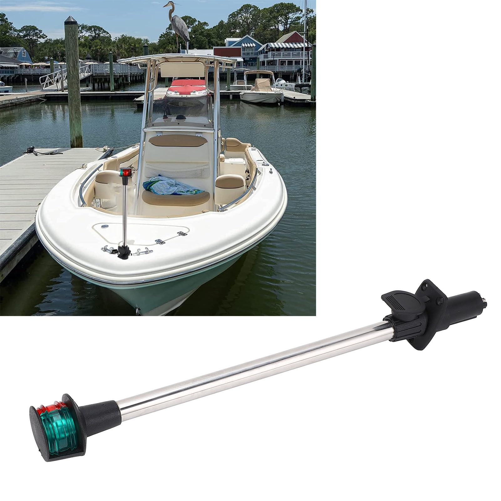 18 Inch Bi-Color LED Boat Navigation Light – Red/Green Bow Light, 304 Stainless Steel, IP65, 12-24V For Boats Yachts