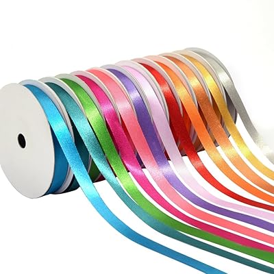 Sponsored Ad - 3/8 inch Satin Ribbons Assorted Colors (Solid Bright)