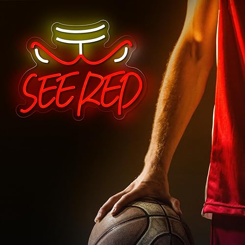 Miniatura 6 de Letrero de neón de baloncesto Bulls con eslogan de equipo para decoración de pared, ver luces LED de neón regulables por USB rojo para cerveza, bar,
