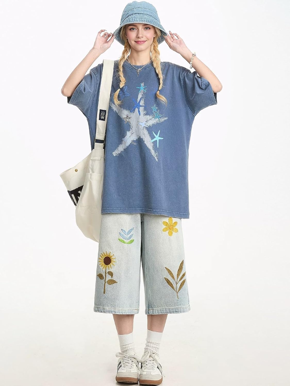 Oversize Star Print Tees Vintage Washed Graphic T Shirts Short Sleeve Y2K 90S Summer Unisex Streetwear Tops - Image 5