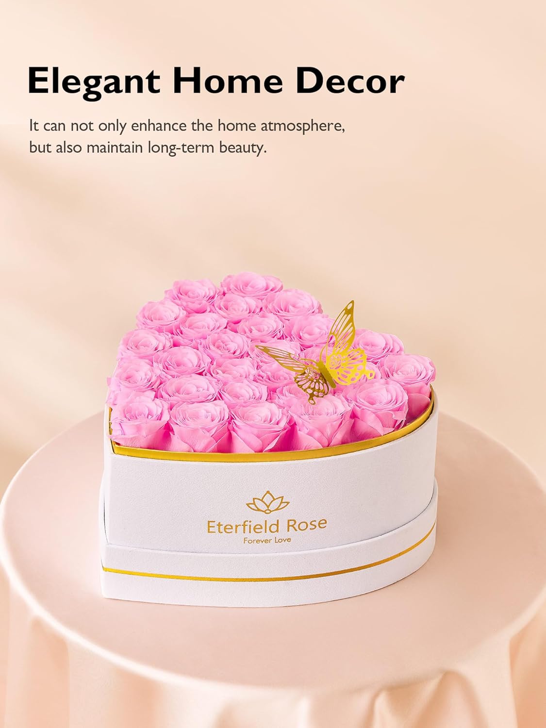 Eterfield 27 Forever Flowers in Heart Shape Box, Preserved Roses That Last a Year Preserved Flowers Birthday Gifts for Her Mom Women Wife Anniversary Valentines Day Mothers Day Christmas, Light Pink - Image 5