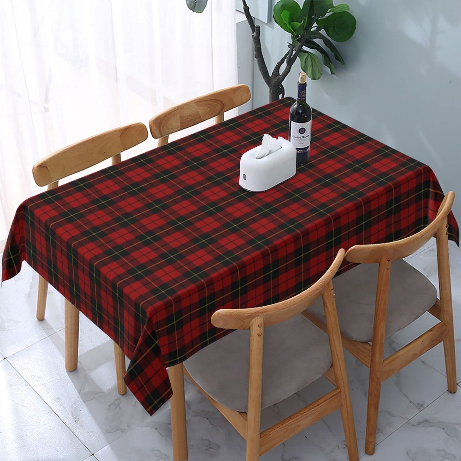 Lavami Red/Black Tablecloths Scottish Clan Wallace Tartan Parties Tablecloths Washable Table Cloth For Living Room Table Linens 137 X 183 Cm
