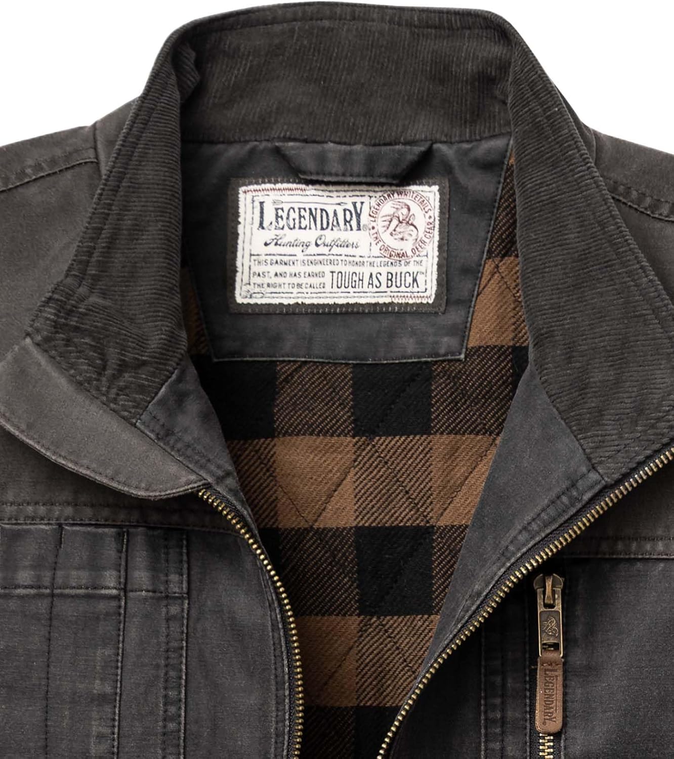 Legendary Whitetails Men's Tough as Buck Vest for Men, Work Flannel Lined Hunting Outerwear, Casual Western Insulated Zip Up