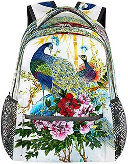 Mochilas para adolescentes meninas meninos flor pavão mochila de viagem para mulheres homens bolsas de livros mochilas universitárias para escola, trabalho laptop mochilas resistentes à água mochila para caminhadas, Multicor, Medium