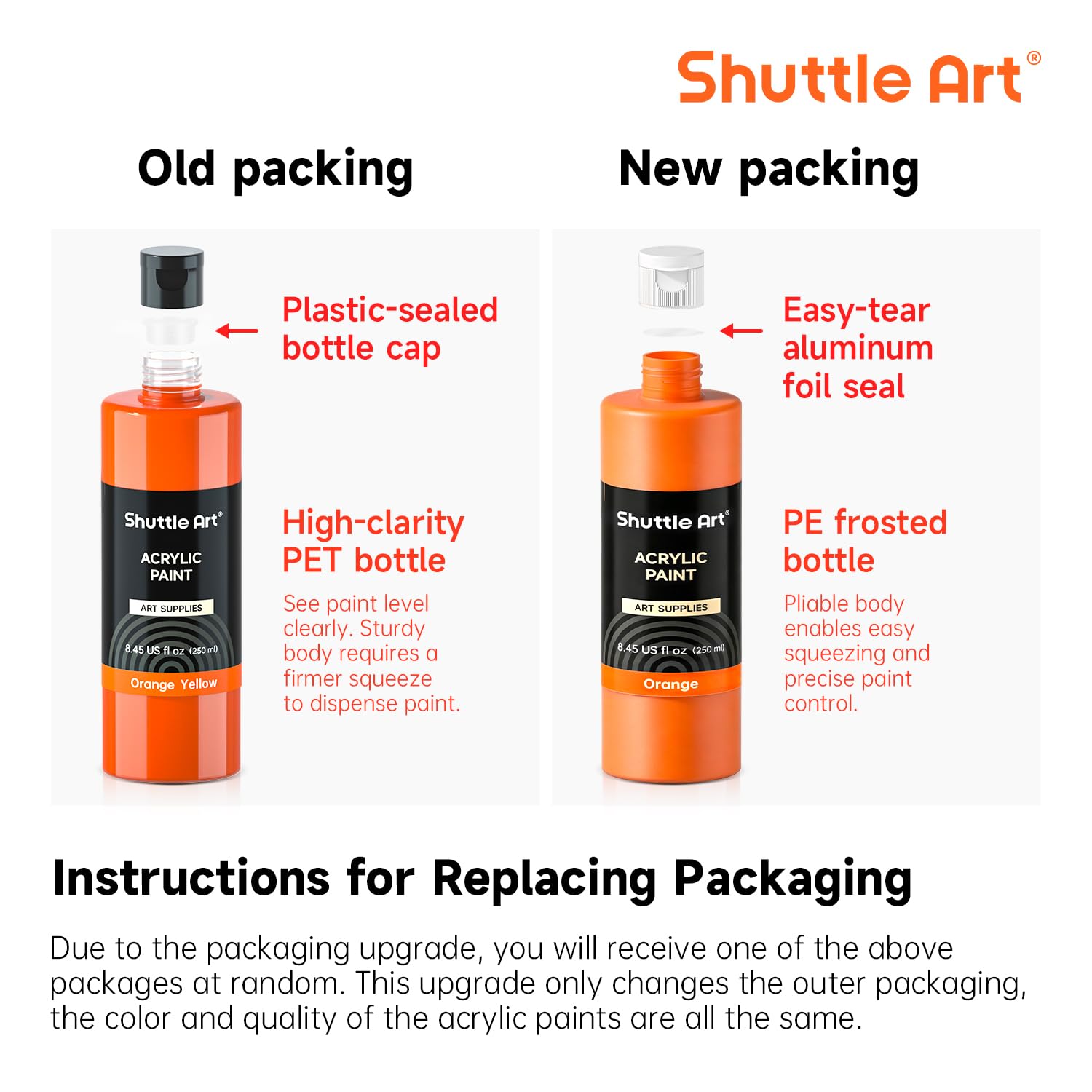 Shuttle Art Acrylfarben Set, 18 Acrylfarben in Flaschen (je 250ml, 8,45oz), hochpigmentierte Acrylfarbe, Premiume Acrylfarbe für Künstler, Anfänger und Erwachsene auf Steine, Leinwand, Holz geeignet