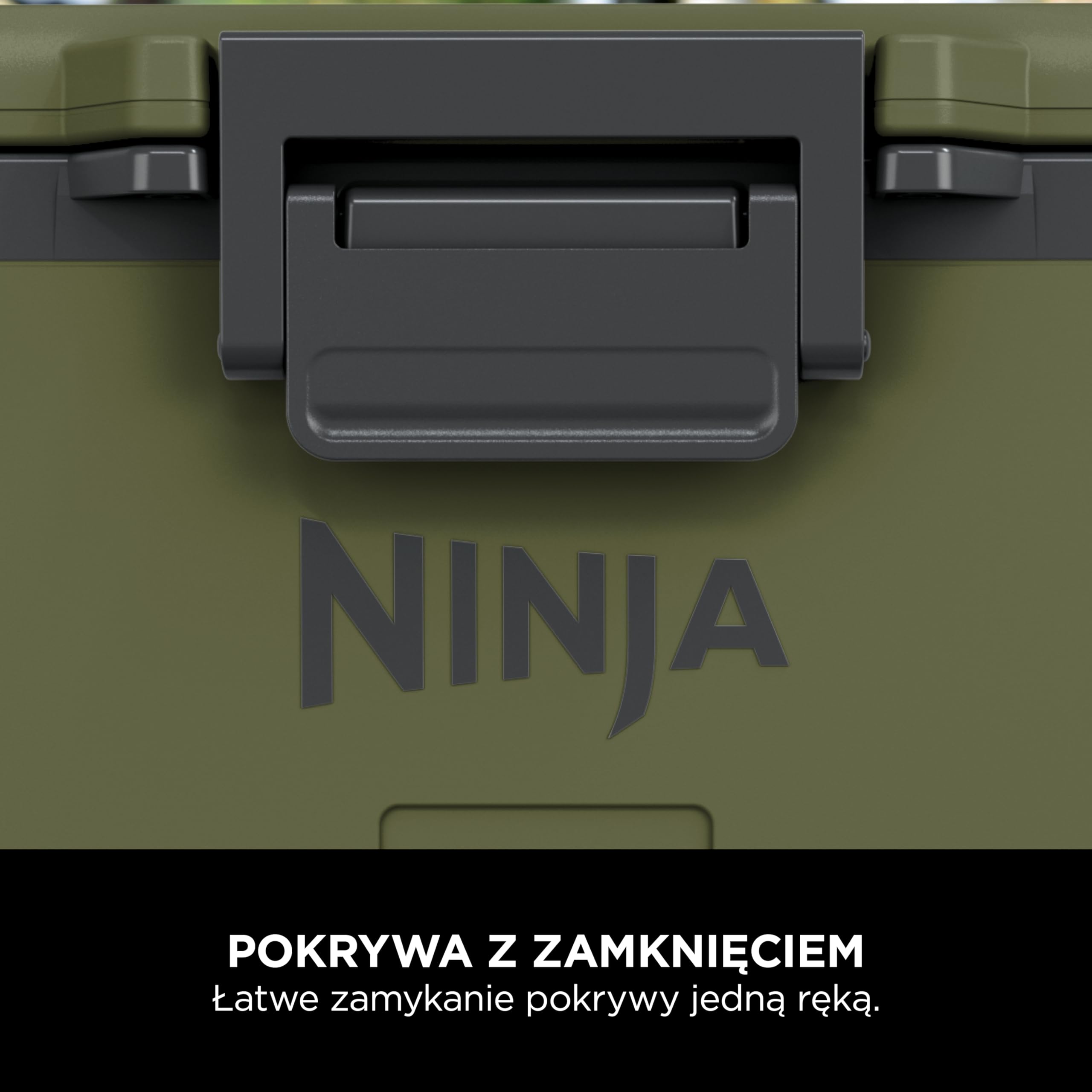 Ninja FrostVault Wytrzymały izolowany pojemnik chłodzący z butelką Ninja Thirsti i wkładem chłodzącym, wysokiej jakości lodówka na kółkach ze zintegrowaną do przechowywania, oliwkowy, FB245AMZEUUKGN
