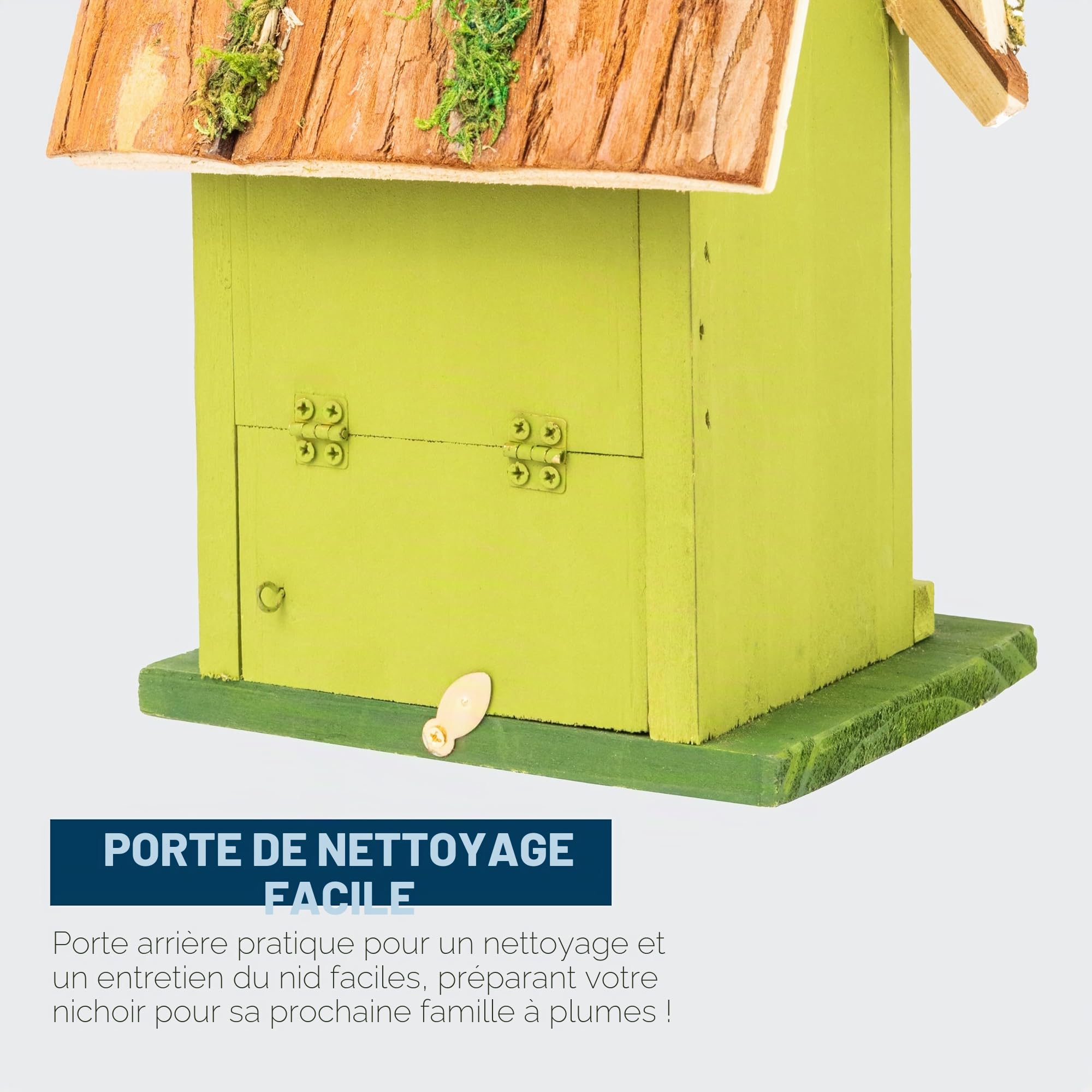 MEKKAPRO Nichoir Oiseaux pour Extérieur - Maison d'Oiseau et Décoration de Jardin Extérieur | Refuge Naturel pour Mésanges, Troglodytes, Sittelles