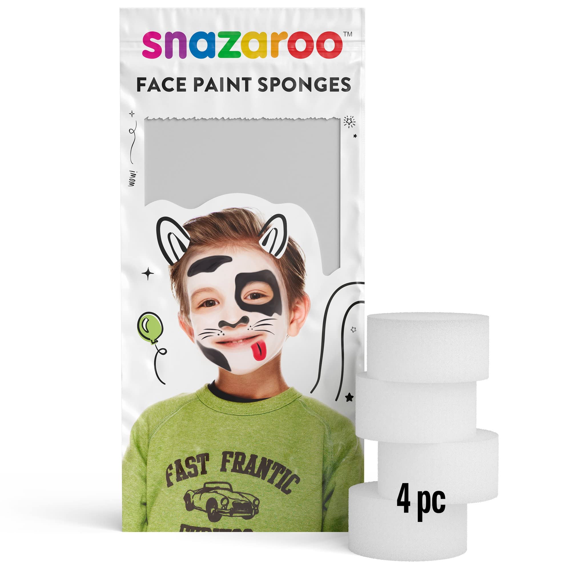 Snazaroo esponja de poros finos para maquillaje, paquete de 4 unidades, color blanco, pack de 4 (Colart 1198020)
