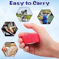 Vista 6 de Paquete de 24 vendajes autoadhesivos, vendajes cohesivos, envoltura autoadhesiva de 1 pulgada x 5 yardas, cinta deportiva elástica transpirable