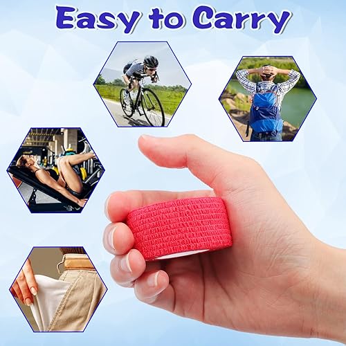 Miniatura 6 de Paquete de 24 vendajes autoadhesivos, vendajes cohesivos, envoltura autoadhesiva de 1 pulgada x 5 yardas, cinta deportiva elástica transpirable,