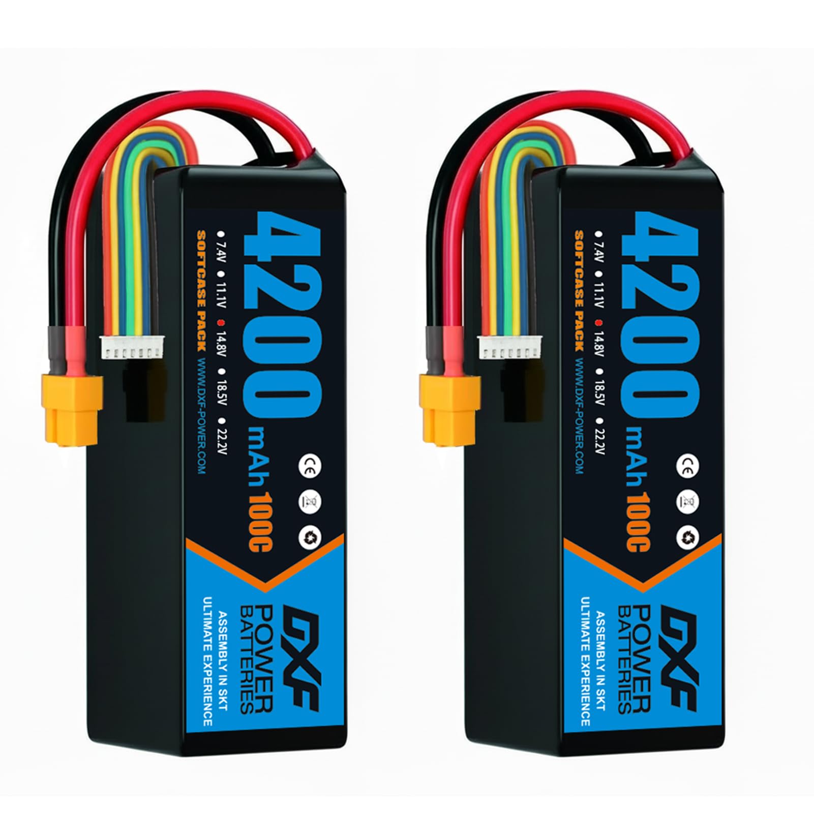 DXF 6S RC Lipo akumulator 4200 mAh 22,2 V 100C grafenowy akumulator z wtyczką xt60 do samolotu RC, helikoptera RC, quadcoptera, drona, samochodu, ciężarówki, łodzi, modelu (2 sztuki)