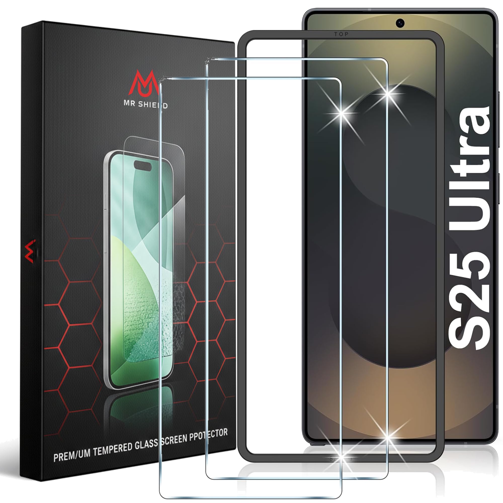 Mr.Shield [2 Pack] Screen Protector for Samsung Galaxy S25 Ultra, 9H Hardness Tempered Glass Screen Guard, Military Grade Shatterproof, Easy Installation Tray, HD Clarity, Case-Friendly-image-16