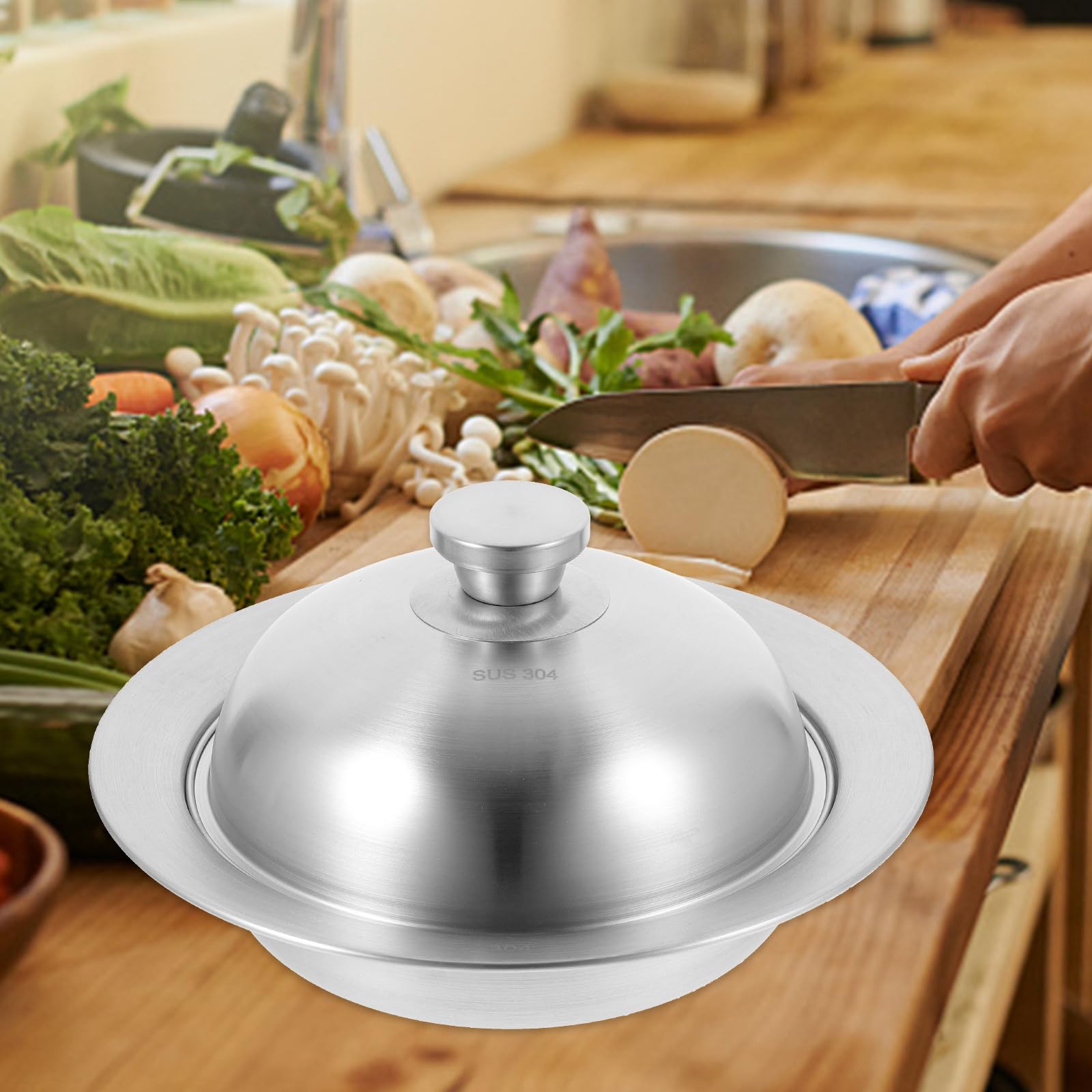 PRETYZOOM Vaporera Resistente a Roturas de Acero Inoxidable con Tapa Multifuncional Diseño Práctico y Ligero Adecuado para Cocinar al Vapor Hogar