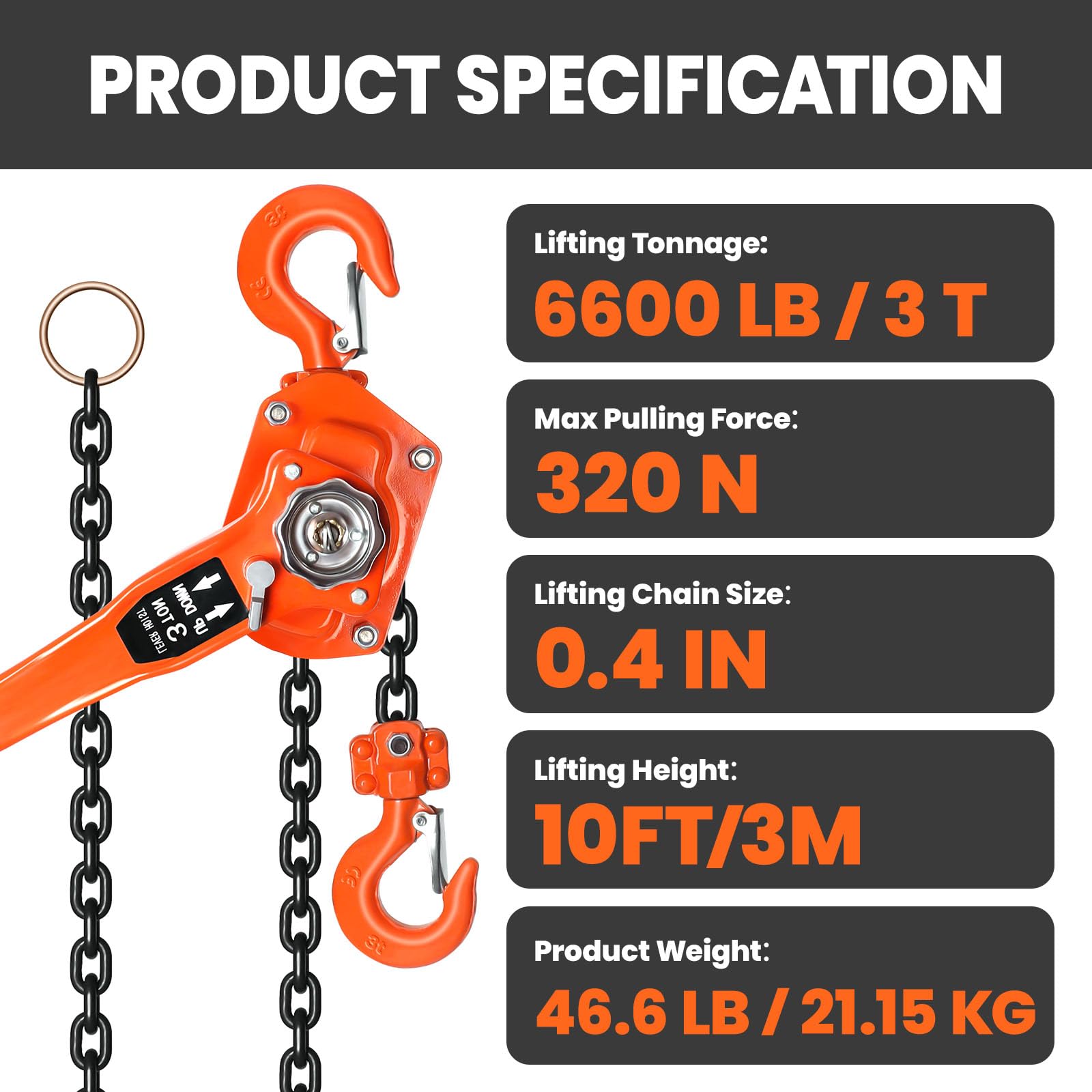 Hebelzug Manuell 2 Tonnen G80 Galvanisierter Stahl Doppel Haken 360 Grad Drehbar Ratschenzug fur Baustelle Garage Lager Schwerlast Hebezeug Profi Kettenzug(1.5t-1.5m)