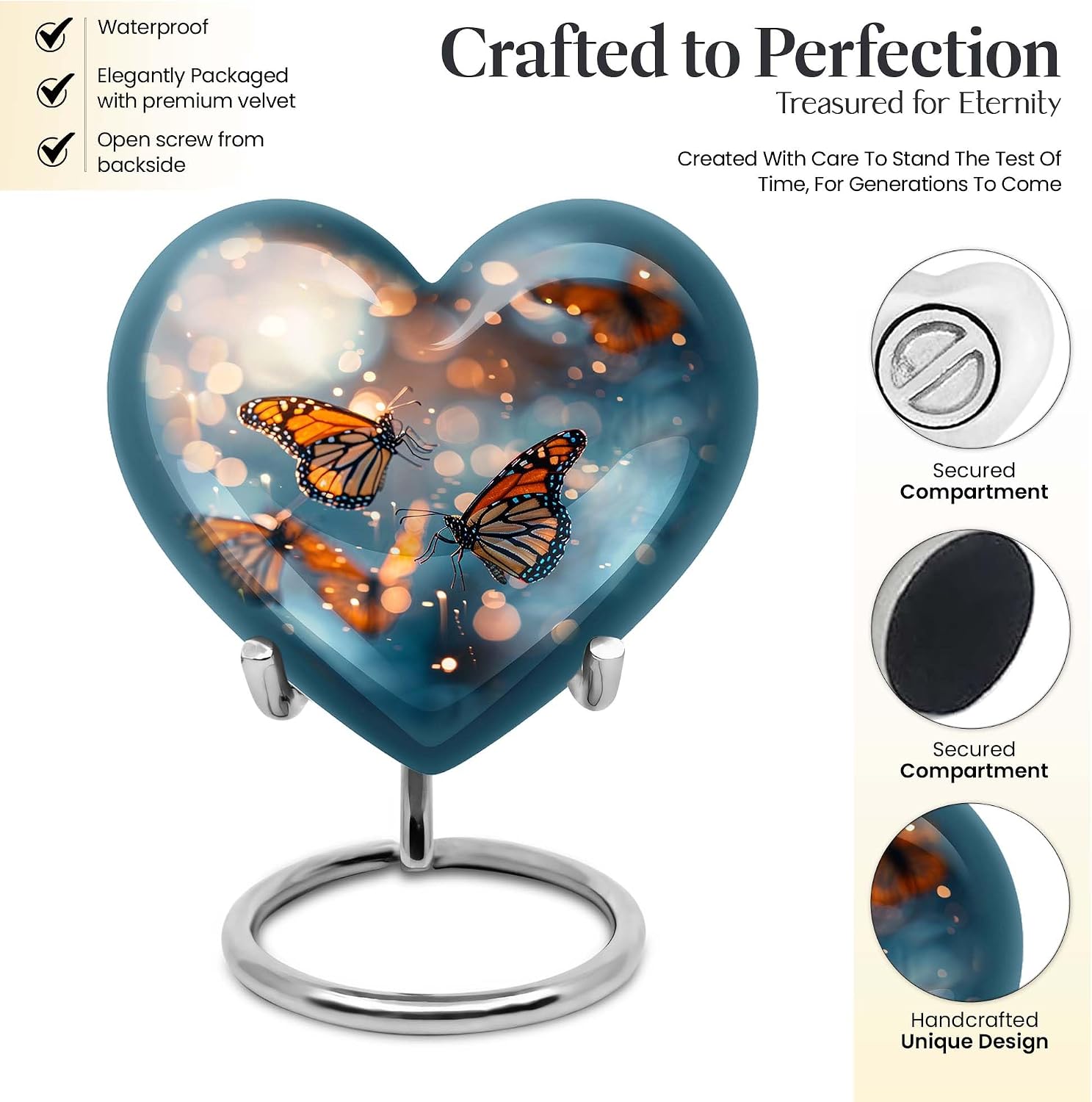 Butterfly Cremation Urns for Human Ashes Adult Mother & Father - Large Funeral Urn for Ashes Female & Male - Handmade Decorative Gifts for Cremains 8 inch