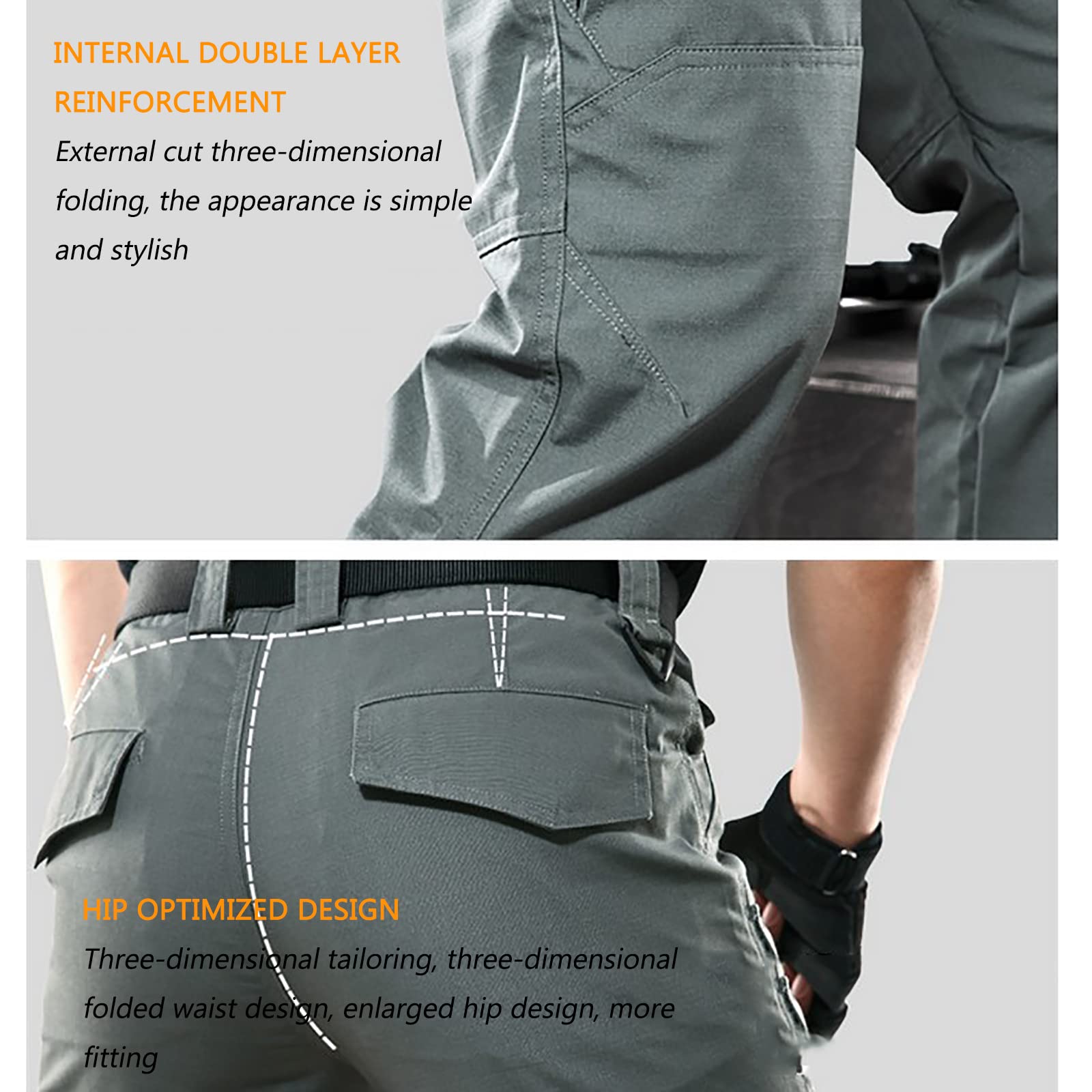 Pantalones Cargo para Hombre Impermeables Pantalones de Senderismo con Cremallera para Trabajo y Exterior(Size:S,Color:Verde)
