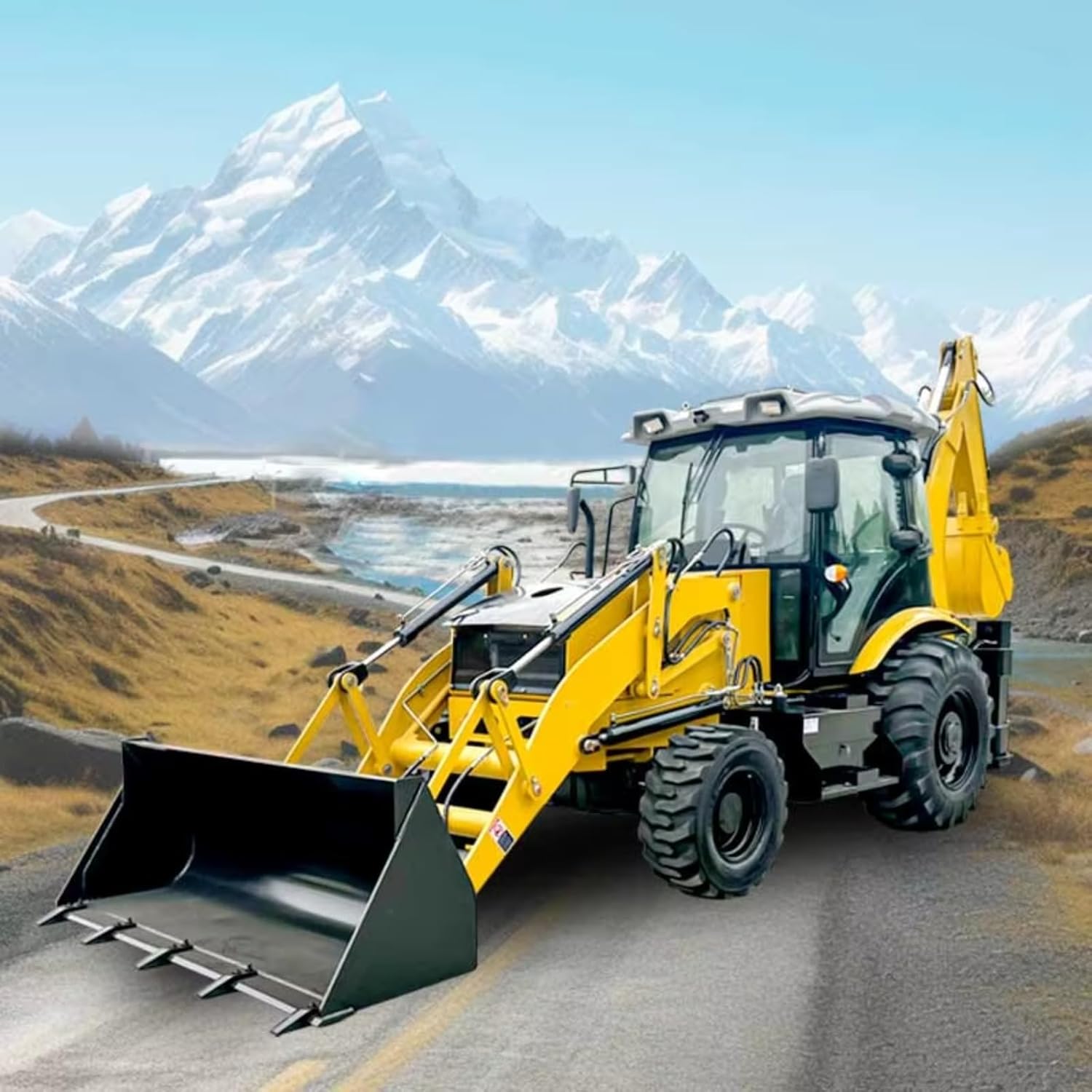 Durable Backhoe Loader for Demanding Excavation Tasks - Front Loader Backhoe Versatile Earth Moving Equipment for Loading, and Demolition Work on Construction Sites and Agricultural Farms