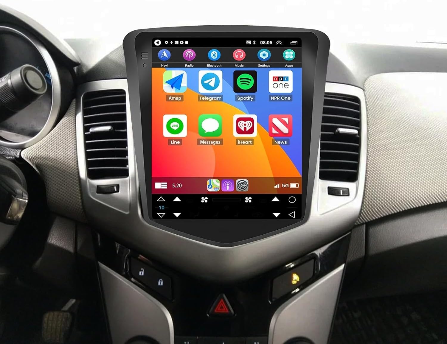 Autoradio 2 DIN Android 14 per Chevrolet Cruze 2008-2015, Schermo Touch 9.7 Pollici 4+64G, Compatibile con CarPlay Wireless e Android Auto, Bluetooth GPS FM/RDS, Navigazione Auto con SWC DSP