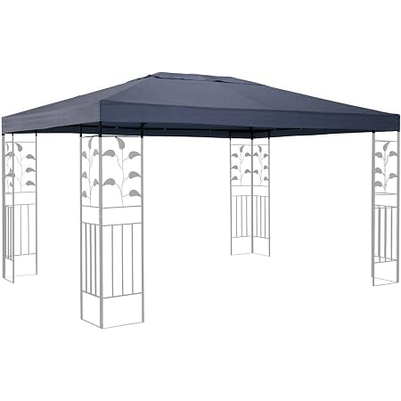 Toit De Rechange Tonnelle Quick-Star 3x4m - Polyester 280g/m² Hydrofuge - Gris Anthracite - Bandes Velcro Incluses