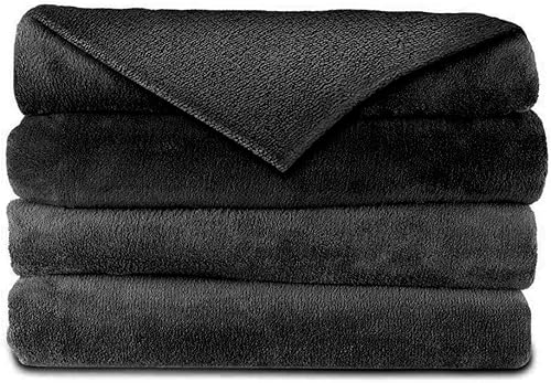 Sunbeam Manta térmica eléctrica de terciopelo de felpa lavable con controlador de apagado automático de 3 ajustes de calor, negro carbón