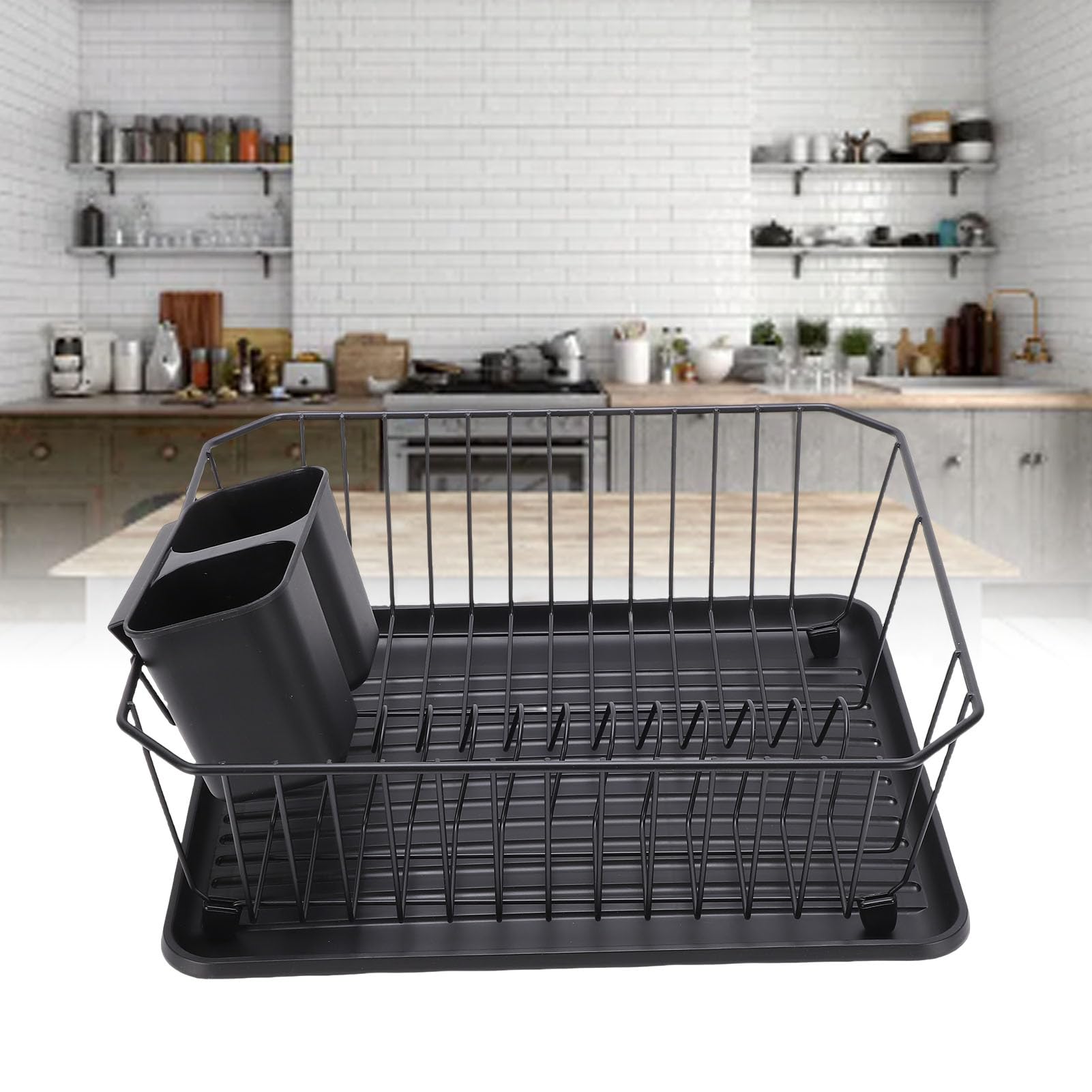 Scolapiatti Multifunzionale in Ferro per Una Cucina organizzata e Un Ambiente di Cottura Accogliente (Nero)