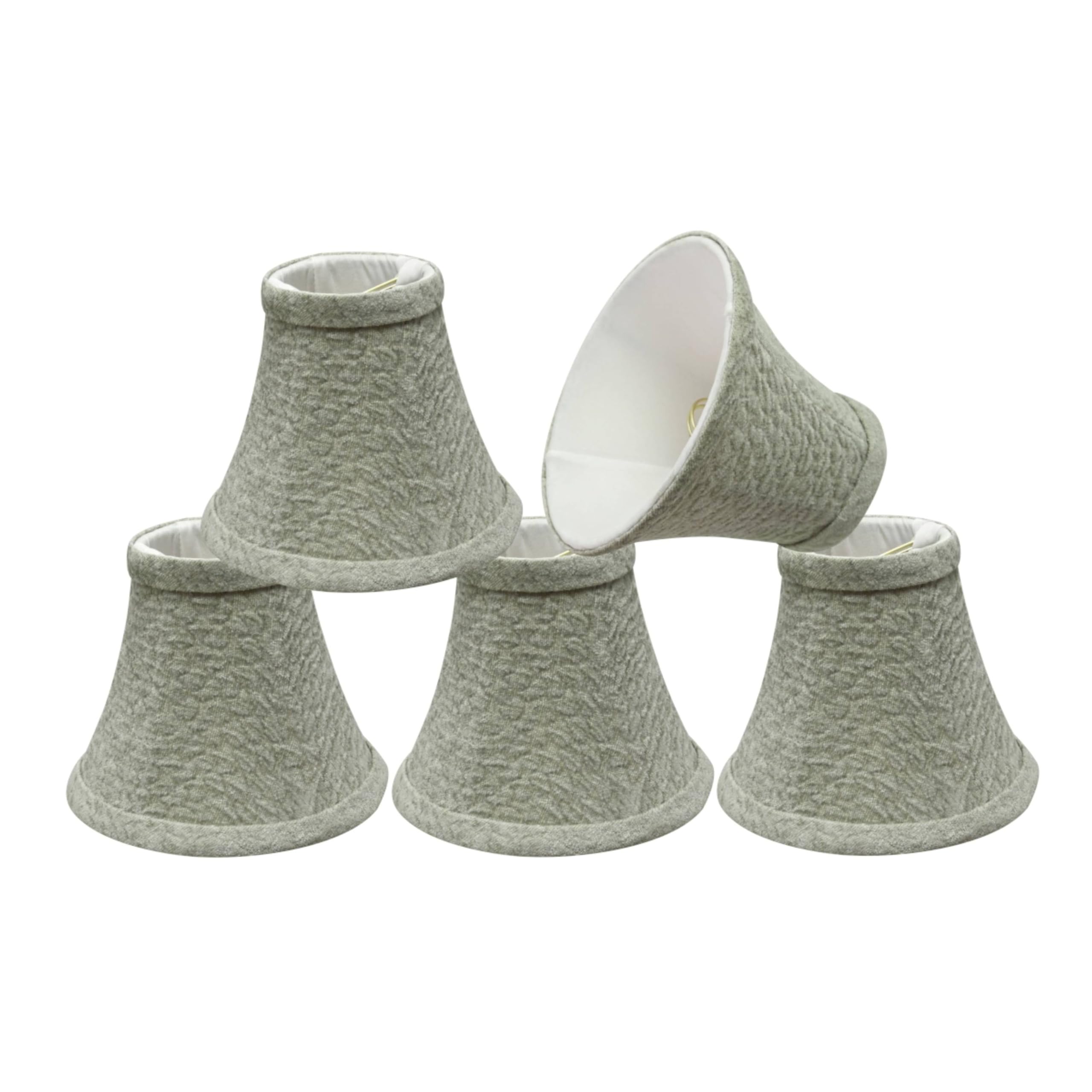 Aspen Creative 30054-5, Bell Clip-On Chandelier Lamp Shade, Light Grey, 3" Top x 6" Bottom x 5" Slant Height, Set of 5