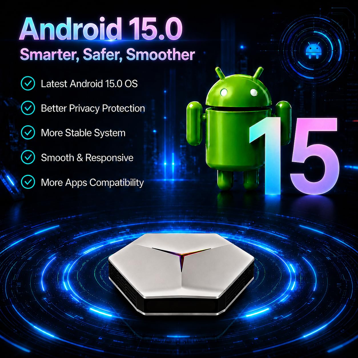 Boîtier TV Android 4Go 64Go 4K UHD WiFi 6 Quad-Core Lecteur à Quatre cœurs