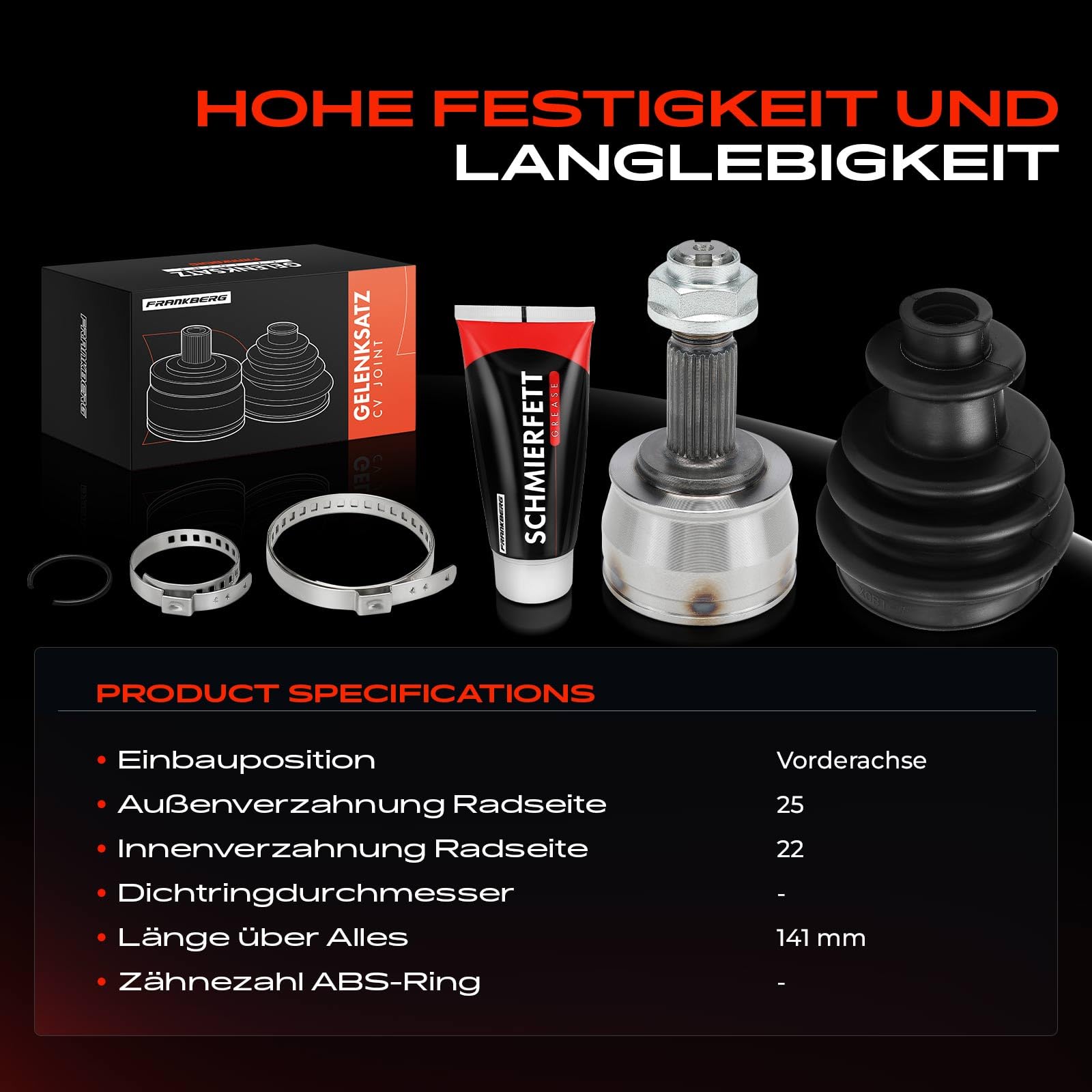 Frankberg Gelenksatz Radseitig Vorderachse Links Rechts Kompatibel mit Panda 169 Panda Van 312 519 Stilo 192 500C 312 500 312 Bravo II 198 KA RU8 Replace# VKJA3165