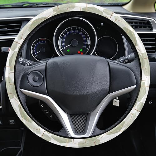 Miniatura 2 de Funda protectora para volante de automóvil, diseño geométrico dorado, verde salvia, elástica, esponja, elástica, para vehículos, camiones, SUV,