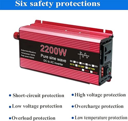 Miniatura 4 de Inversor de onda sinusoidal pura 1000 W, 1600 W, 2200 W, 3000 W, voltaje CC 12 V24 V a CA 110 V220 V, inversor solar, 3000 W, 24 V 220 V