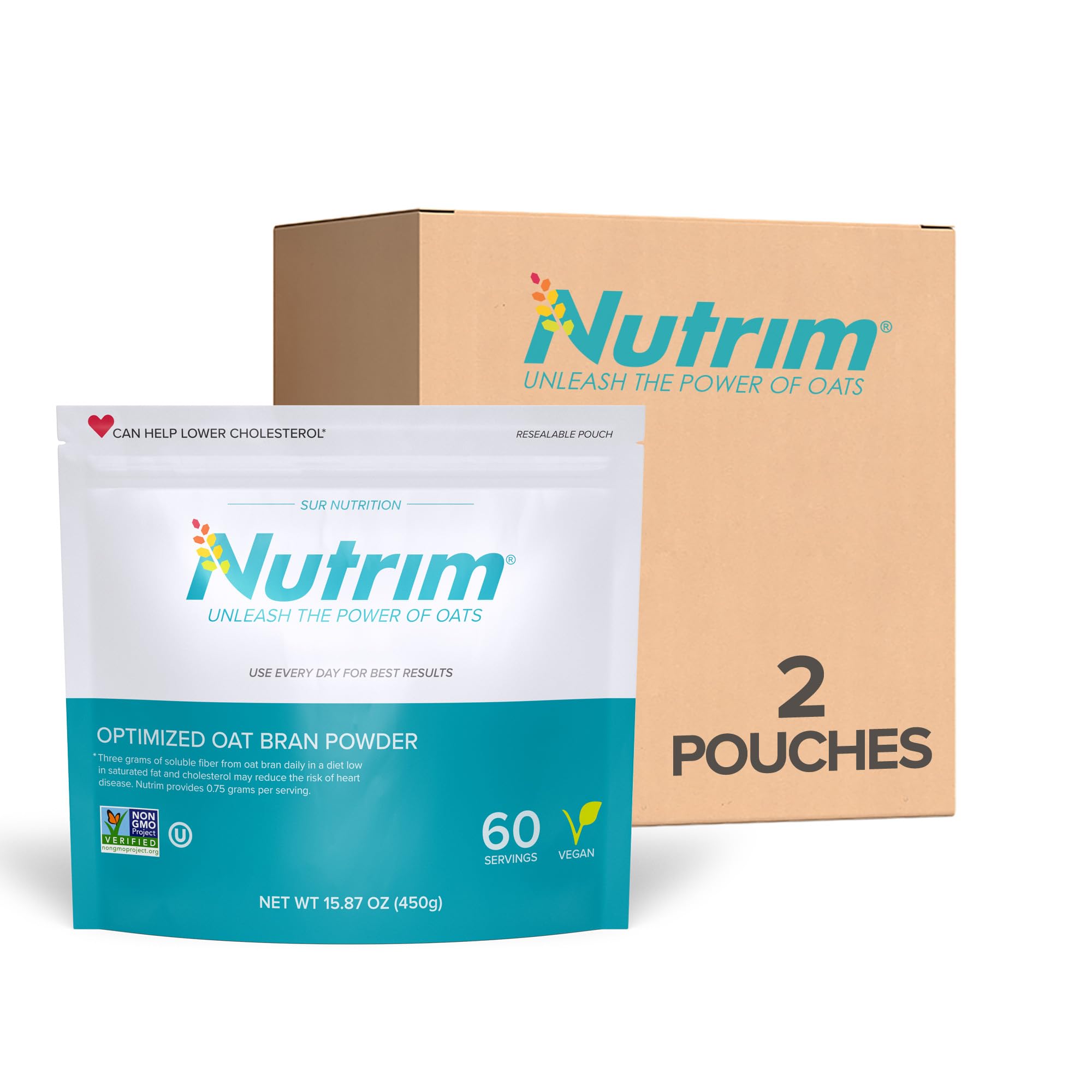Nutrim Oat Bran Powder with 750mg Beta Glucan per Serving - Easy-Mix Soluble Fiber for Cholesterol Management & Immune Support - Heart Healthy, Non-GMO & Vegan Oatmeal Powder — Amazon image 6