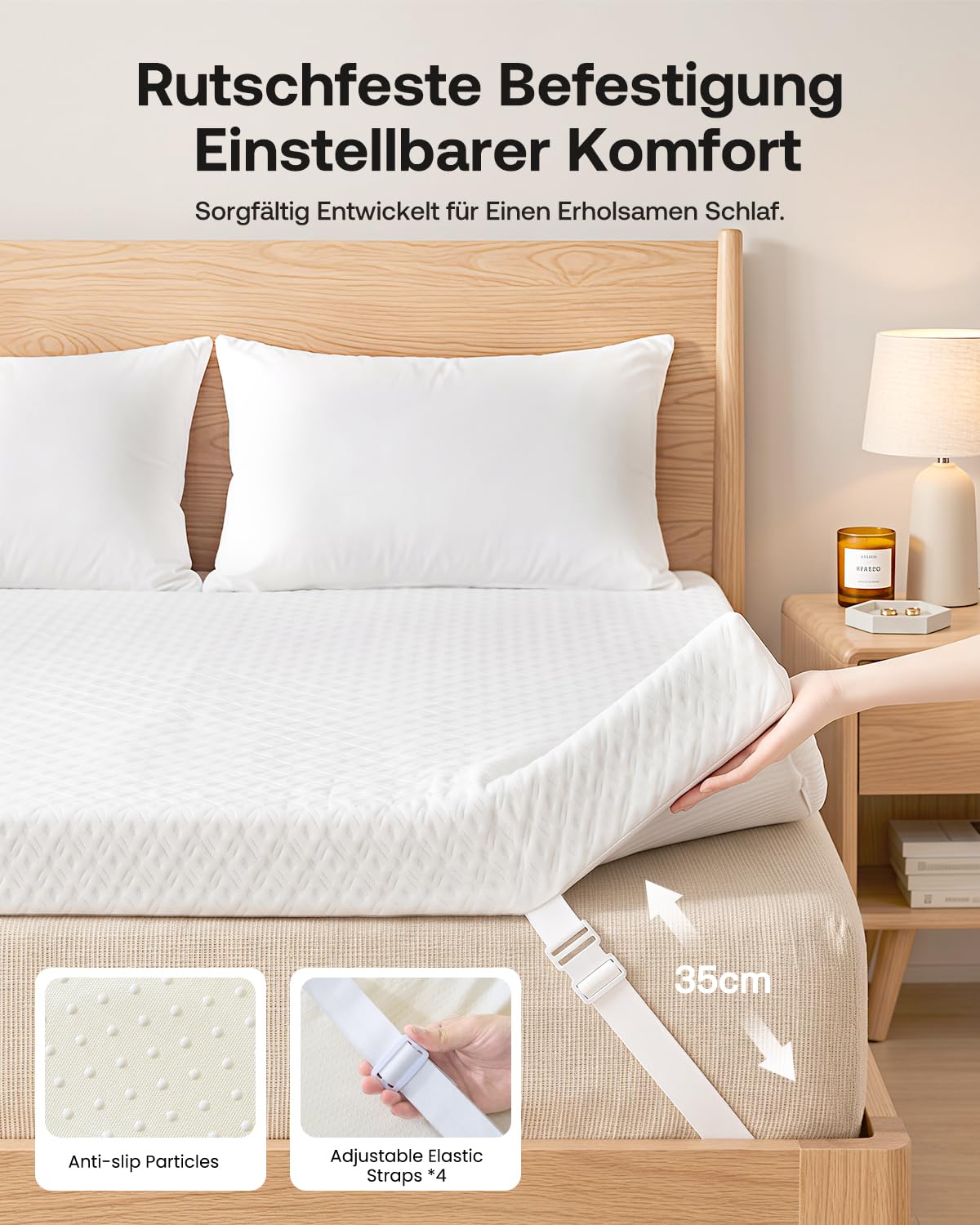 Topper 140x200cm, 8cm Höhe H4/H5 Doppel-Härtegrad Matratzentopper, Öko-TEX Zertifiziert mit weicher Gel Memory Atmungsaktiv und Waschbar, Rutschfest für Boxspringbett und Schlafsofa