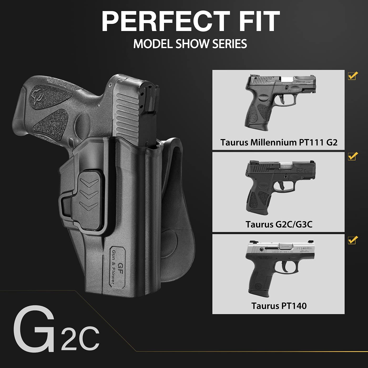 Taurus G2C Holsters, Polymer OWB Holster Fit Taurus G2C/G3C, Taurus Millennium G2 PT111/PT140