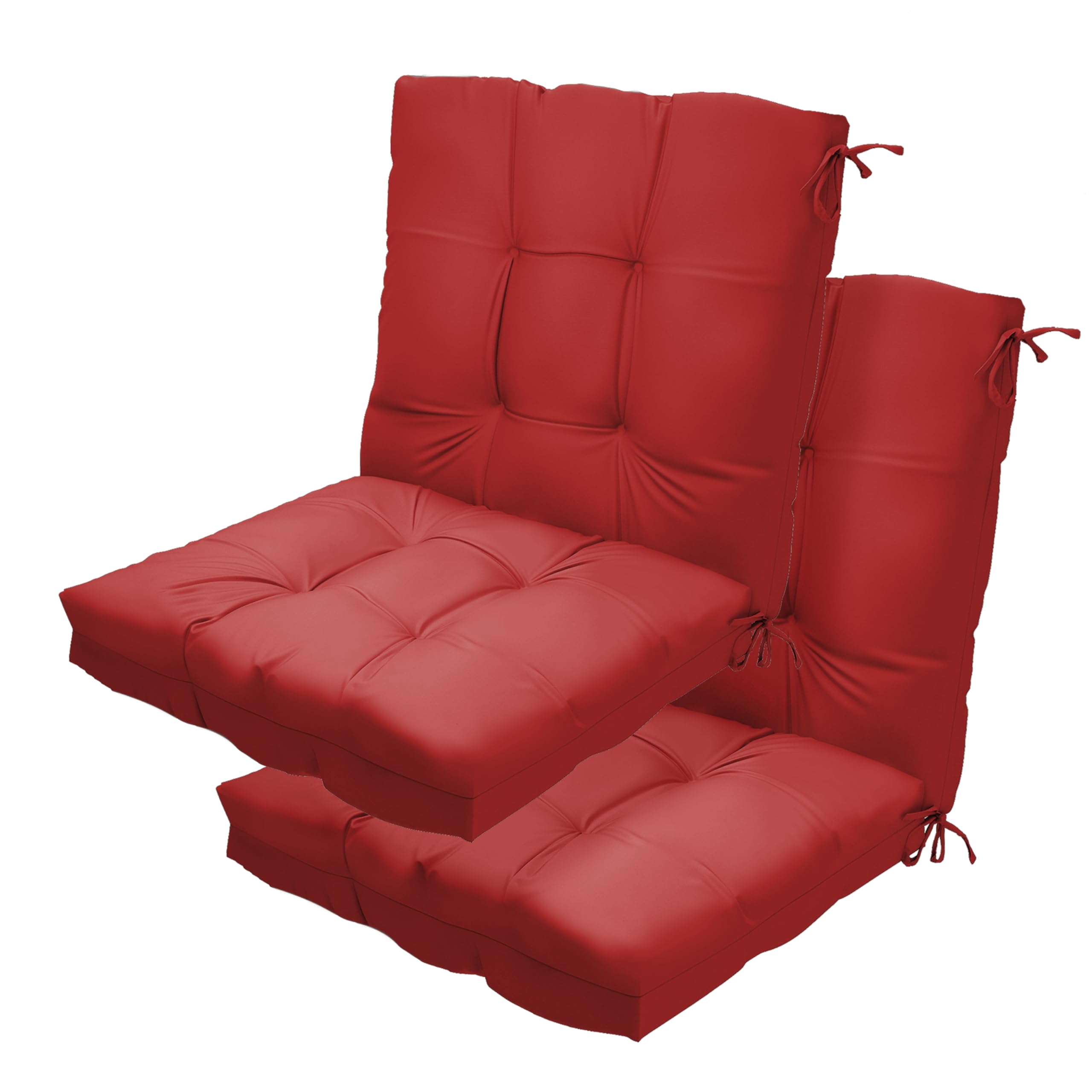outdoor high back chair cushions 42"x 21" x 4", waterproof patio chair cushions, fade resistant seat cushion for outdoor furniture, porch, balcony and indoor (red, 2)