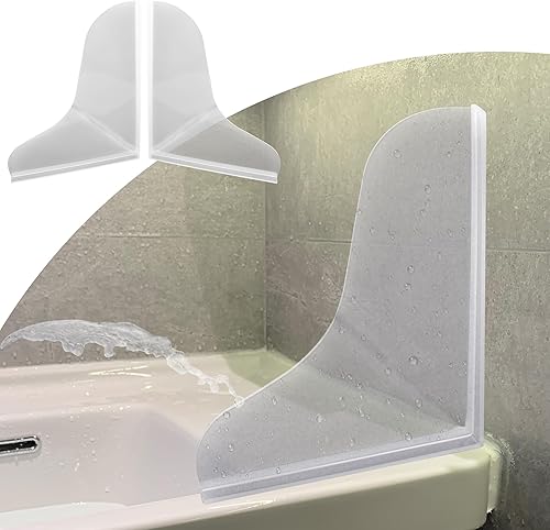 Mofason Protector de salpicaduras de ducha de silicona, protector transparente para salpicaduras de esquina de bañera, protector de agua de ducha de