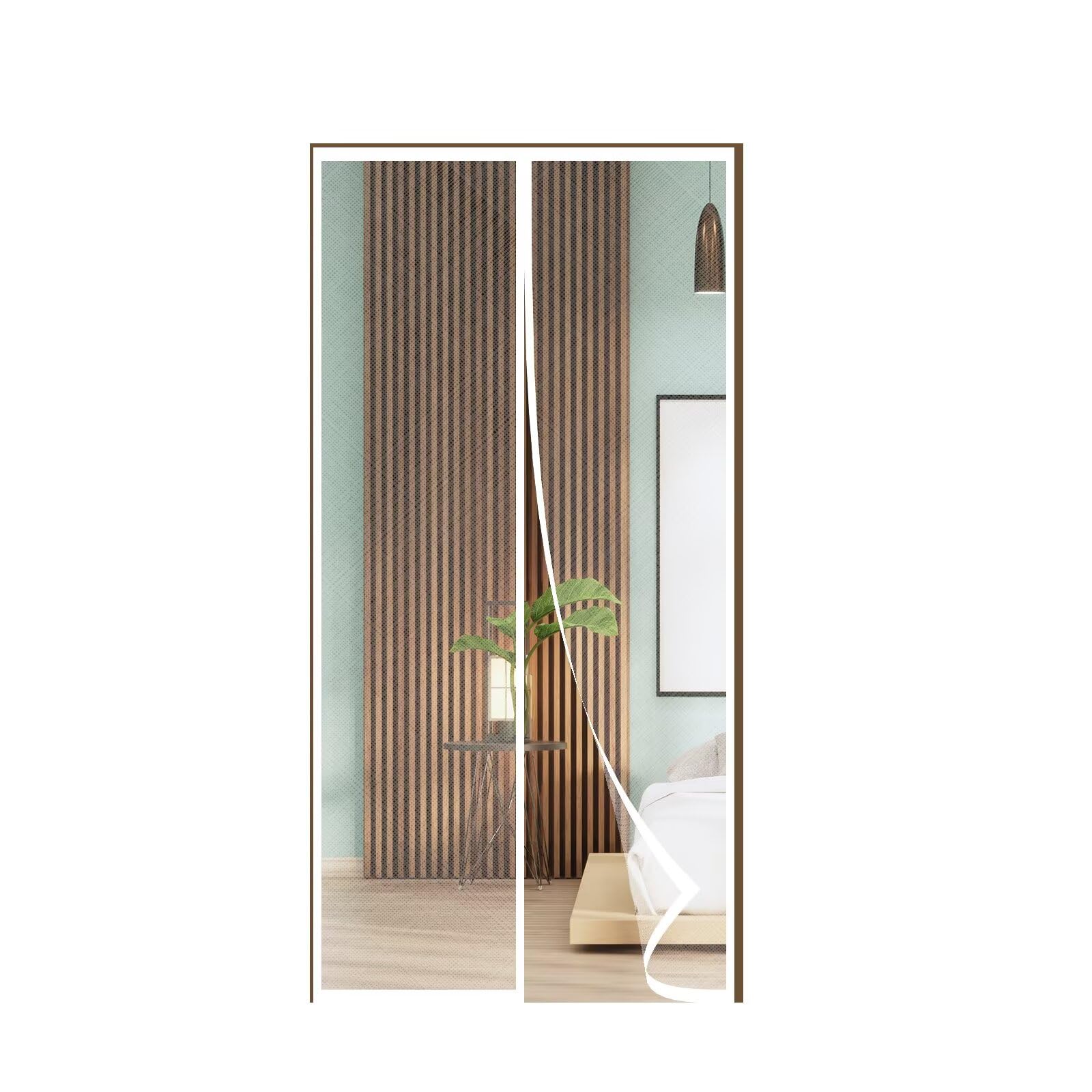 Moustiquaire Porte Fenetre, 200x200CM Rideaux, fermeture automatique, installation facile sans perçage(polyester, Blanc)